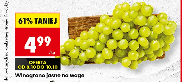 Winogrona jasne na wagę promocja w Biedronka