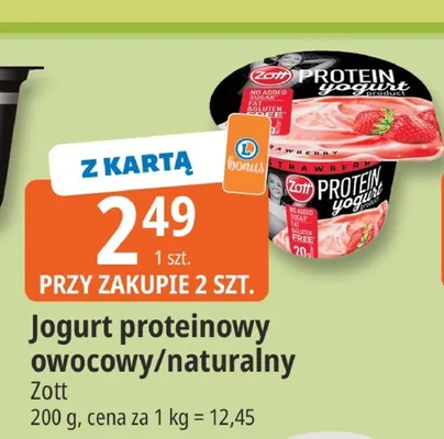 Jogurt proteinowy naturalny Zott promocja w Leclerc