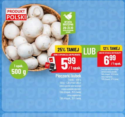 Pieczarki kubek promocja w POLOmarket