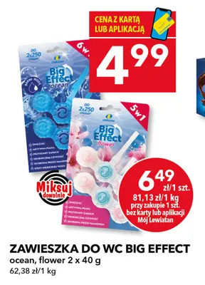 Zawieszka do WC Big Effect flower Lewiatan 2-pak 40 g promocja w LEWIATAN