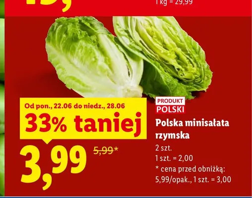 Minisałata rzymska polska promocja w Lidl