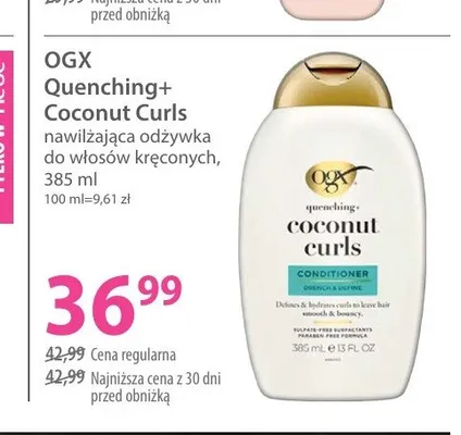 Nawilżająca odżywka do włosów kręconych OGX Quenching+ Coconut Curls promocja w Hebe