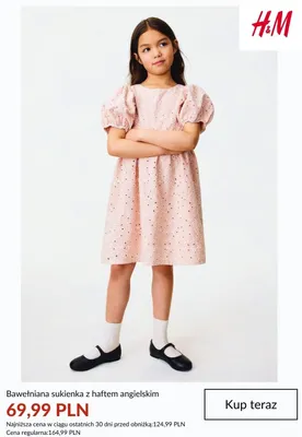 Bawełniana sukienka z haftem angielskim H&M promocja w H&M