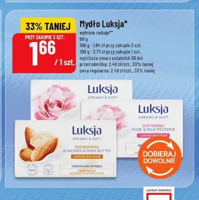 Mydło Luksja Creamy & Soft Rose & Milk Proteins promocja w POLOmarket