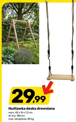 Huśtawka deska drewniana promocja w Bricomarche