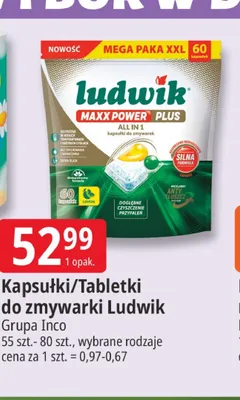 Kapsułki do zmywarki Ludwik Maxx Power Plus All in 1 promocja w Leclerc