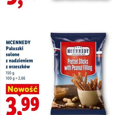 Paluszki solone z nadzieniem z orzeszków Mcennedy promocja w Lidl