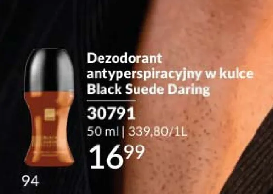 Dezodorant antyperspiracyjny w kulce Avon Black Suede Daring promocja w AVON
