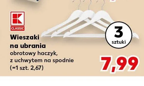 Wieszaki na ubrania K-Classic 3-pak promocja w Kaufland