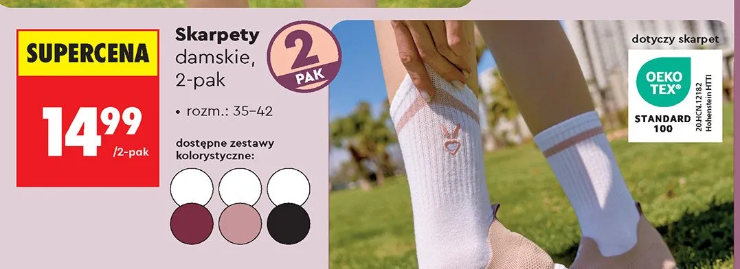 Skarpety damskie CARDIO BUNNY 2-pak promocja w Biedronka