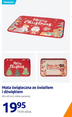 Mata świąteczna ze światłem i dźwiękiem 40x60 cm promocja w Action