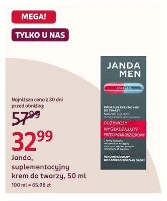 Suplementacyjny krem do twarzy Janda Men promocja w Rossmann