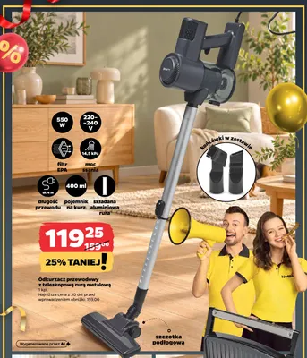 Odkurzacz przewodowy z teleskopową rurą metalową promocja w Netto