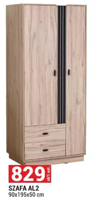 Szafa AL2 Allmo kolor dąb estana jasny/antracyt 90x195x50cm promocja w Merkury Market