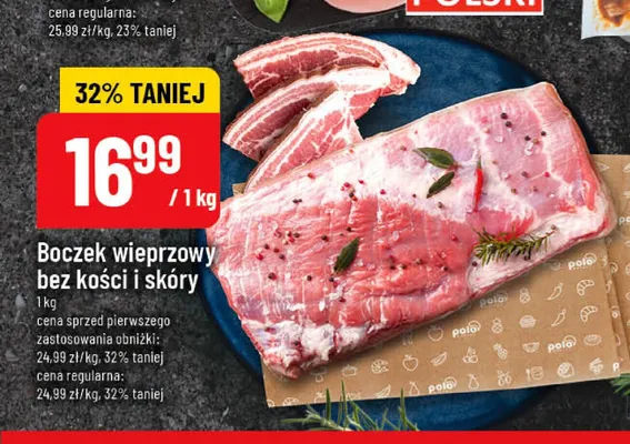 Boczek wieprzowy bez kości i skóry promocja w POLOmarket