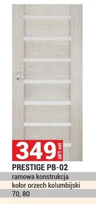 Drzwi PRESTIGE PB-02 ramowa konstrukcja kolor orzech kolumbijski 70, 80 promocja w Merkury Market