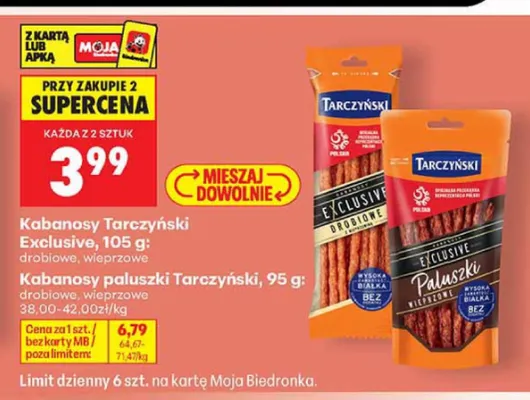 Kabanosy paluszki Tarczyński wieprzowe promocja w Biedronka