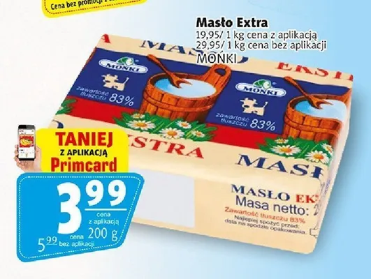 Masło Extra Mońki promocja w Prim Market