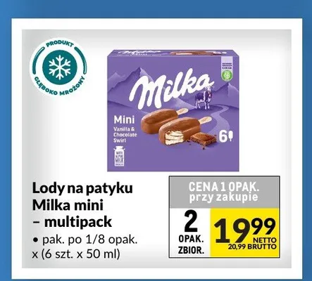 Lody na patyku Milka mini 6-pak promocja w Makro