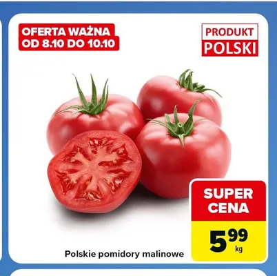 Pomidory malinowe polskie promocja w Carrefour Express