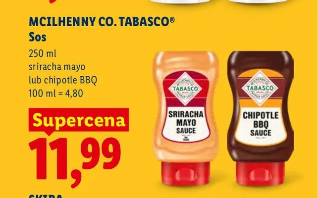 Sos Sriracha Mayo Tabasco promocja w Lidl