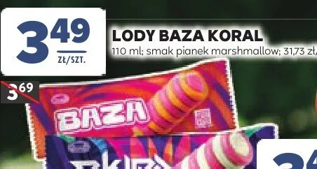 Lody Baza Koral smak pianek marshmallow promocja w Stokrotka