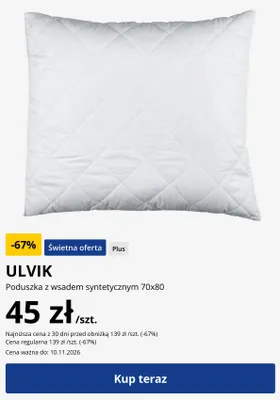 Poduszka z wsadem syntetycznym 70x80 Ulvik promocja w Jysk
