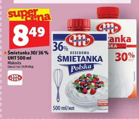 Śmietanka UHT Mlekovita 30% promocja w TOPAZ