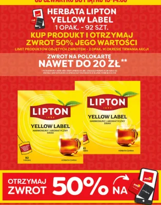 Herbata czarna ekspresowa Lipton Yellow Label promocja w POLOmarket