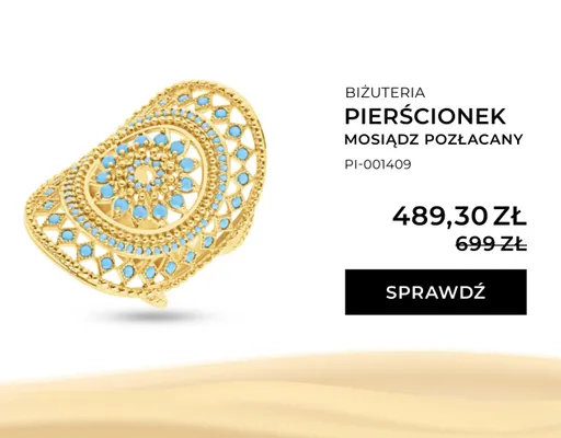 Pierścionek mosiądz pozłacany promocja w Briju