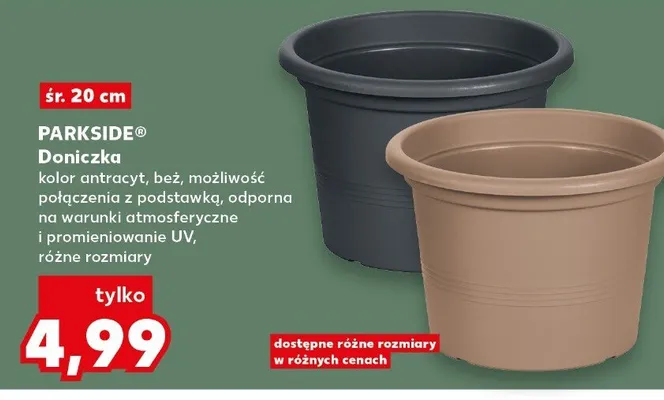 Doniczka kolor antracyt, beż promocja w Kaufland