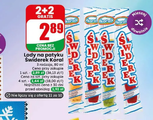 Lody na patyku Świderek promocja w Dino
