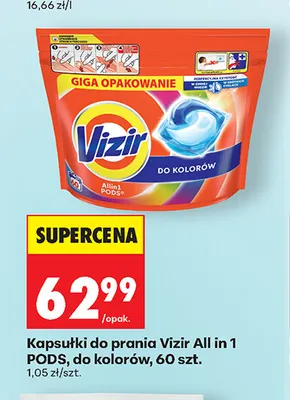 Kapsułki do prania Vizir All in 1 PODS do kolorów promocja w Biedronka