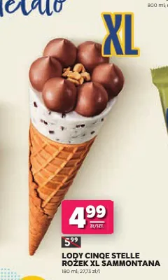 Lody Cinqe Stelle Rożek XL Sammontana promocja w Stokrotka