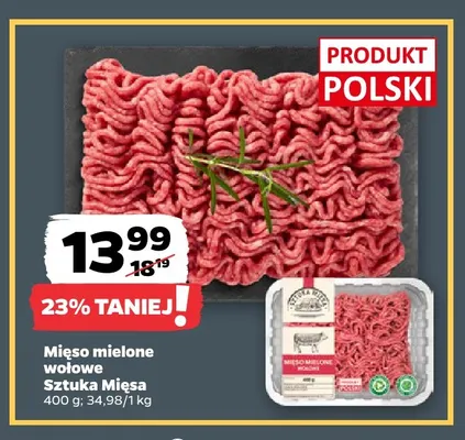 Mięso mielone wołowe Sztuka Mięsa promocja w Netto