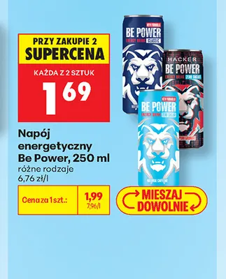 Napój energetyczny Be Power Zero Sugar Pomegranate promocja w Biedronka