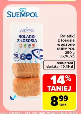 Roladki z łososia wędzone Suempol promocja w Carrefour