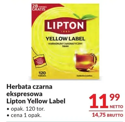 Herbata czarna ekspresowa Lipton Yellow Label promocja w Makro
