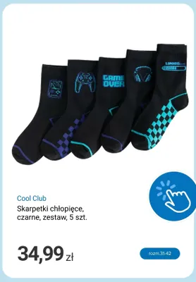 Skarpetki chłopięce czarne 5-pak Cool Club promocja w Smyk