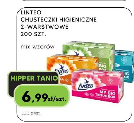 Chusteczki higieniczne Linteo 2-warstwowe promocja w HIPPER.pl