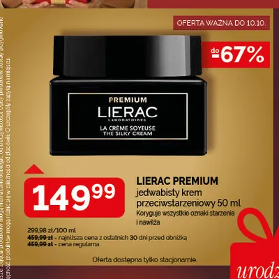 Jedwabisty krem przeciwstarzeniowy Lierac Premium promocja w Ziko Dermo