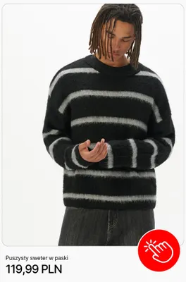 Puszysty sweter w paski Cropp promocja w Cropp