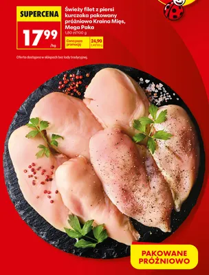 Świeży filet z piersi kurczaka pakowany próżniowo Kraina Mięs Mega Paka promocja w Biedronka