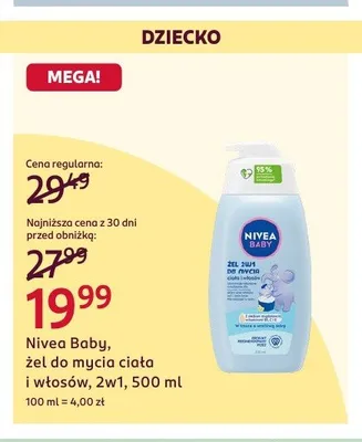 Żel do mycia ciała i włosów 2w1 Nivea Baby promocja w Rossmann
