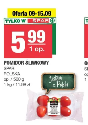 Pomidory śliwkowe polskie Spar promocja w SPAR