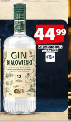 Gin Białowieski Żubrówka 37,5% promocja w TOPAZ