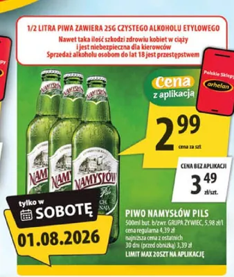 Piwo Namysłów Pils promocja w Arhelan