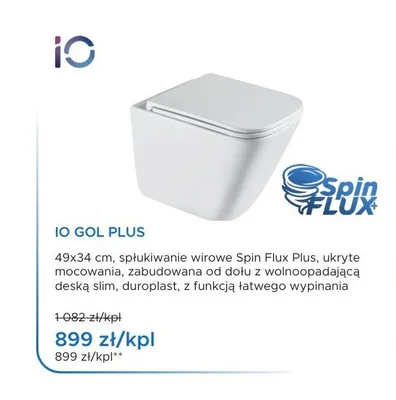 Miska WC wisząca IO Gol Plus promocja w Blu Salony Łazienek