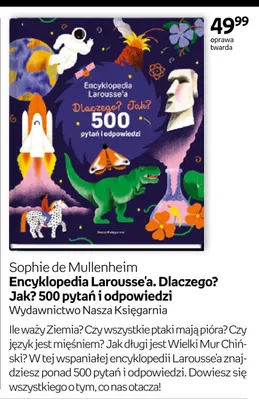 Książka Encyklopedia Larousse'a. Dlaczego? Jak? 500 pytań i odpowiedzi Sophie de Mullenheim promocja w Empik