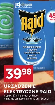 Elektrofumigator z płynem owadobójczym przeciw komarom bezzachowy Raid promocja w Stokrotka
